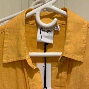 NWT 100% Linen long FINLEY shirtdress in Sunflower yellow